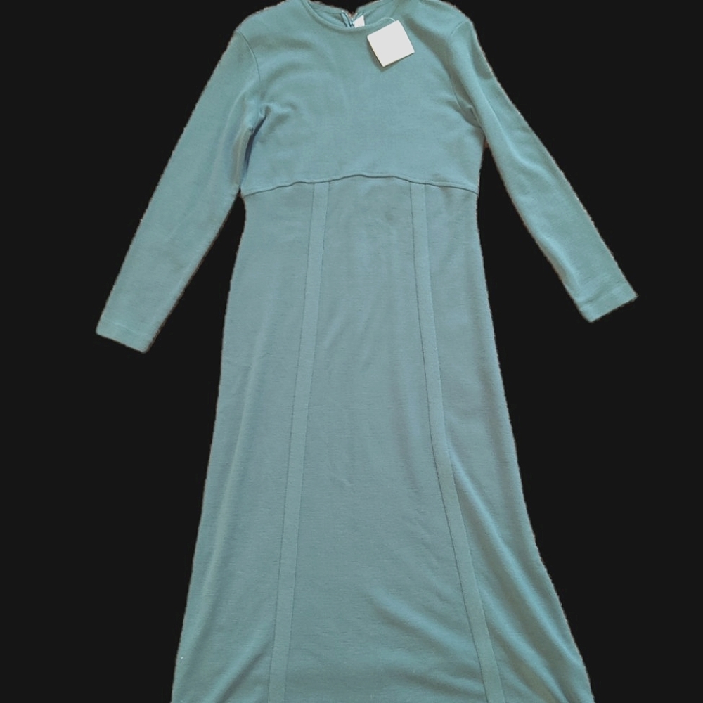 NORM THOMPSON Wool Sky Blue Long Sleeve Maxi Dress
